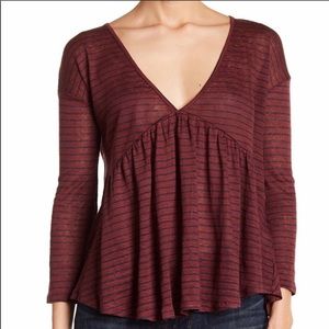Lucky Brand Striped Strappy Linen Tee